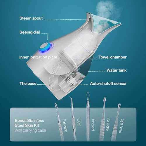 Massive 3-in-1 Nano Ionic Facial Steamer by NanoSteamer - Options Exact Temperature Management, Humidifier Operate, and Pore-Unclogging Advantages - Spa-High quality Efficiency -...