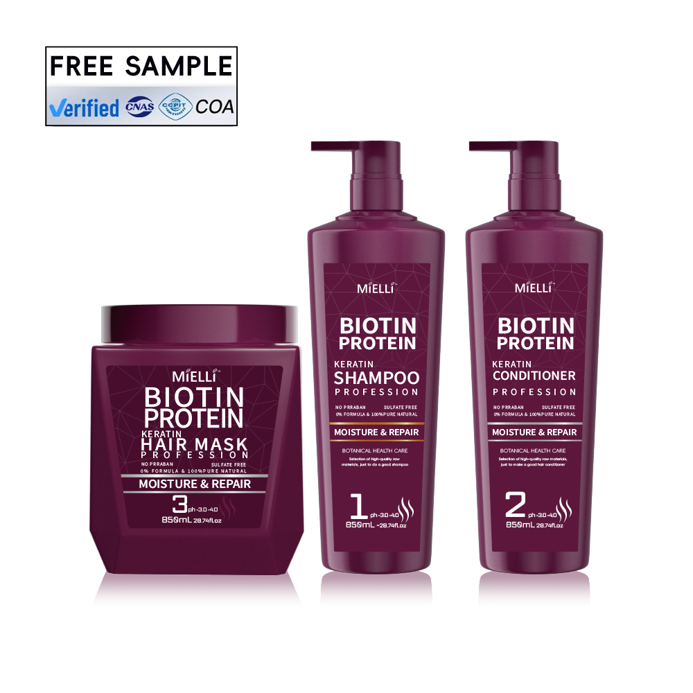 Pure Biotin Hair Care Set with Sulfate-Free Brazilian Protein Shampoo and Conditioner – Non-public Label