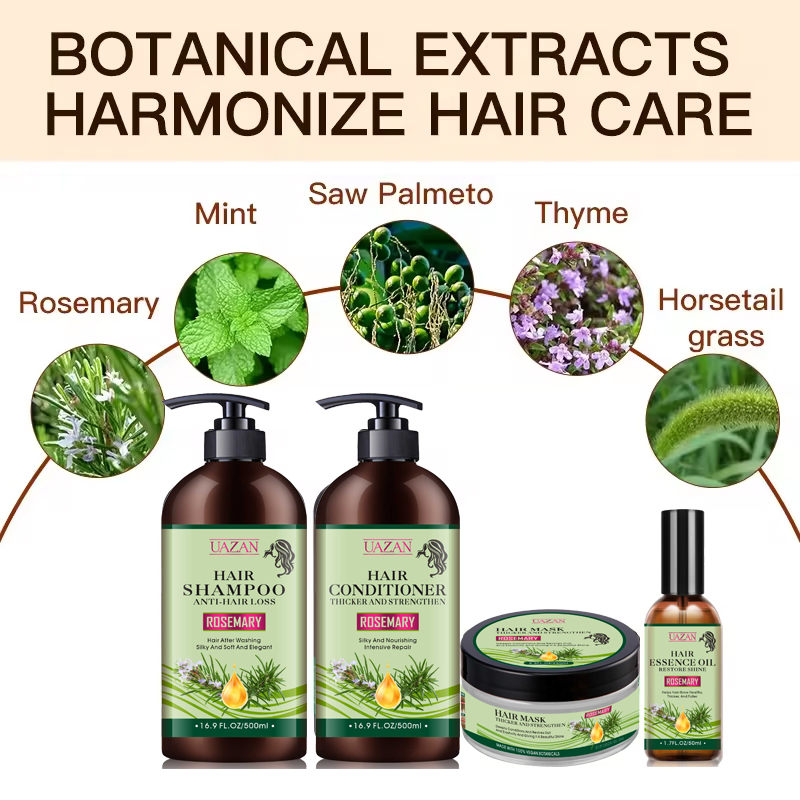 Obtainable Now: Natural Rosemary Mint Hair Care Set - Shampoo, Conditioner, Masks, and Serum for Pure Hair Development