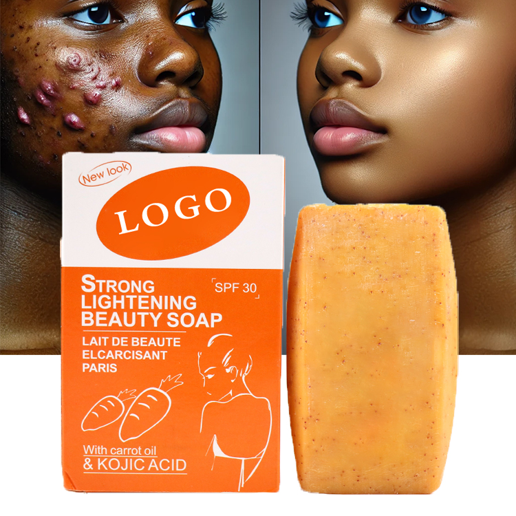 Natural Carrot Pores and skin Brightening Zits Remedy Cleaning soap for Physique and Face – Glycerin Bleaching and Kojic Acid Components for Physique Whitening