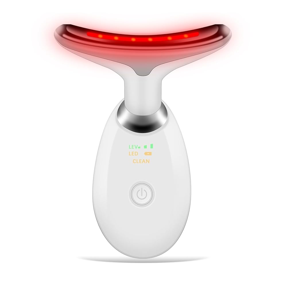 Transportable Facial and Neck Massager with 7-Coloration LED Lights for Pores and skin Care