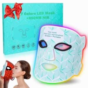 Transportable Rechargeable Crimson Mild Remedy Masks for Face – 7+1 Coloration LED Mild Remedy with 850NM Close to-Infrared for Pores and skin Care at Dwelling and On-the-Go