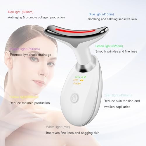 Transportable Facial and Neck Massager with 7-Coloration LED Lights for Pores and skin Care